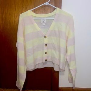 Bills bong button down pink and yellow striped sweater